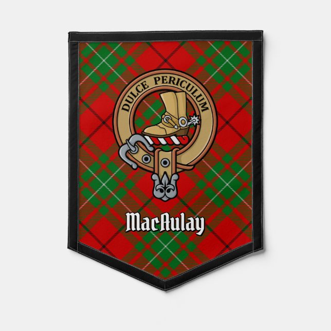 Clan MacAulay Crest over Tartan Pennant (Front)