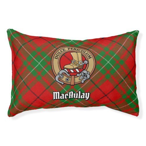 Clan MacAulay Crest over Tartan Pet Bed