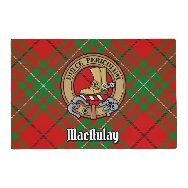 Clan MacAulay Crest over Tartan Placemat (Front)