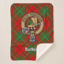 Clan MacAulay Crest over Tartan Sherpa Blanket