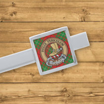 Clan MacAulay Crest over Tartan Silver Finish Tie Bar