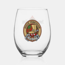 Clan MacAulay Crest over Tartan Stemless Wine Glass