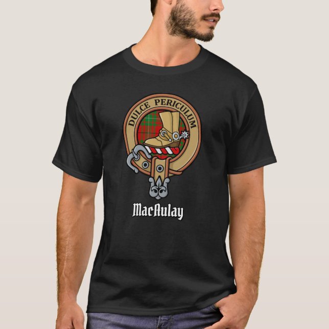 Clan MacAulay Crest over Tartan T-Shirt (Front)