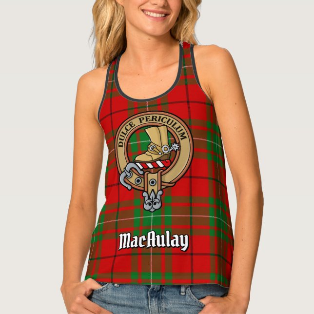 Clan MacAulay Crest over Tartan Tank Top (Front)