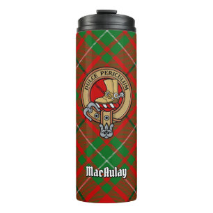 Clan MacAulay Crest over Tartan Thermal Tumbler