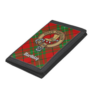 Clan MacAulay Crest over Tartan Trifold Wallet
