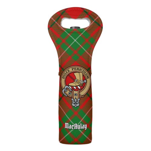 Clan MacAulay Crest over Tartan Wine Bag