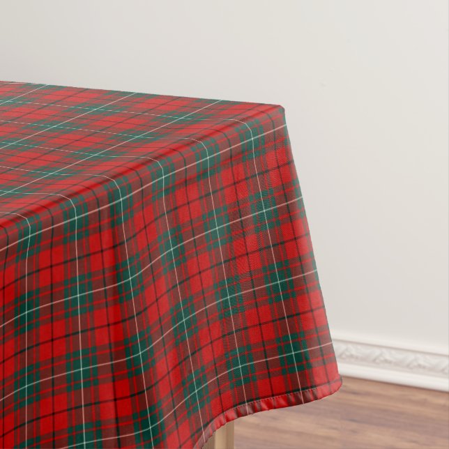 Clan MacAulay Red and Dark Green Scottish Tartan Tablecloth (In Situ)