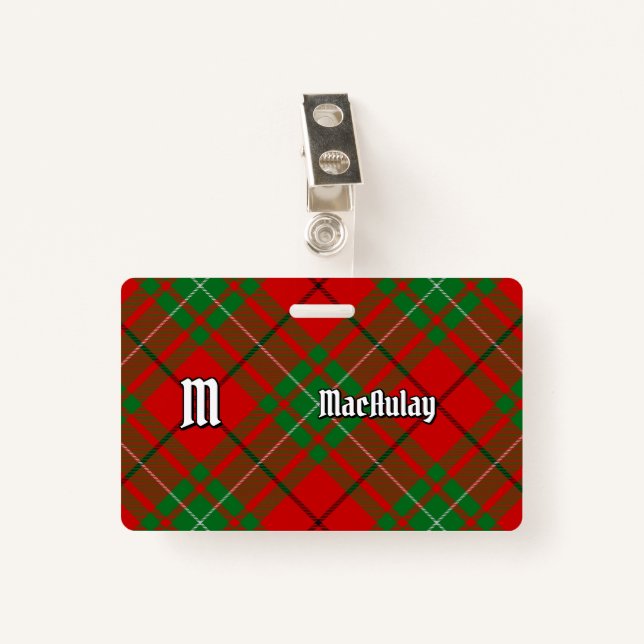 Clan MacAulay Tartan Badge (Front with Clip)