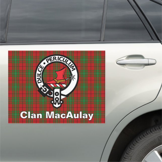 Clan MacAulay Tartan Crest 2 Car Magnet (In Situ)
