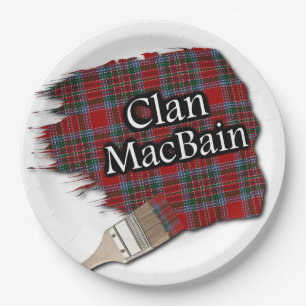 Clan MacBain Scottish Tartan Paint Brush Paper Plates