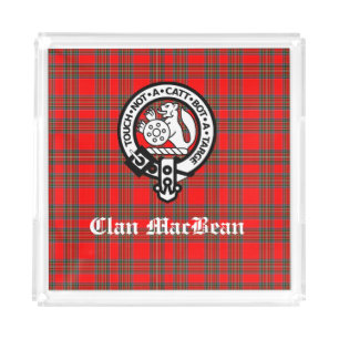 Clan MacBean Crest Badge & Tartan Acrylic Tray