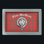 Clan MacBean Crest Badge & Tartan Belt Buckle<br><div class="desc">Scottish Clan MacBean (MacBain) crest badge with customizable text on tartan plaid background</div>