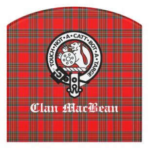 Clan MacBean Crest Badge & Tartan Door Sign