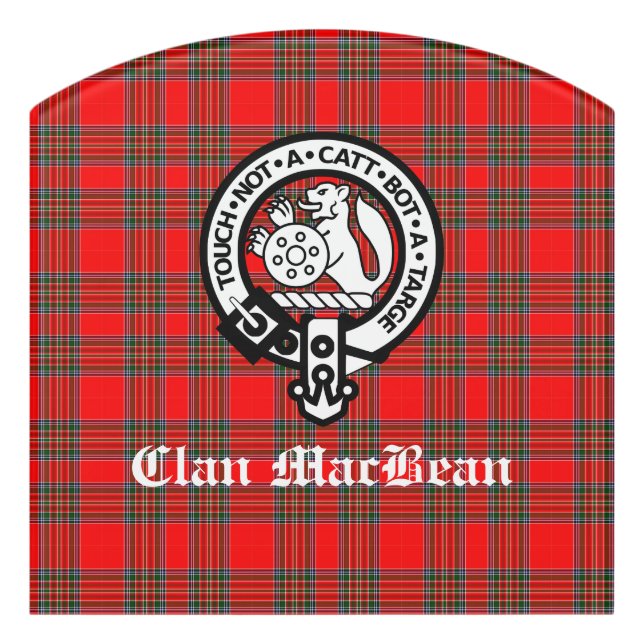 Clan MacBean Crest Badge & Tartan Door Sign (Contour Front)