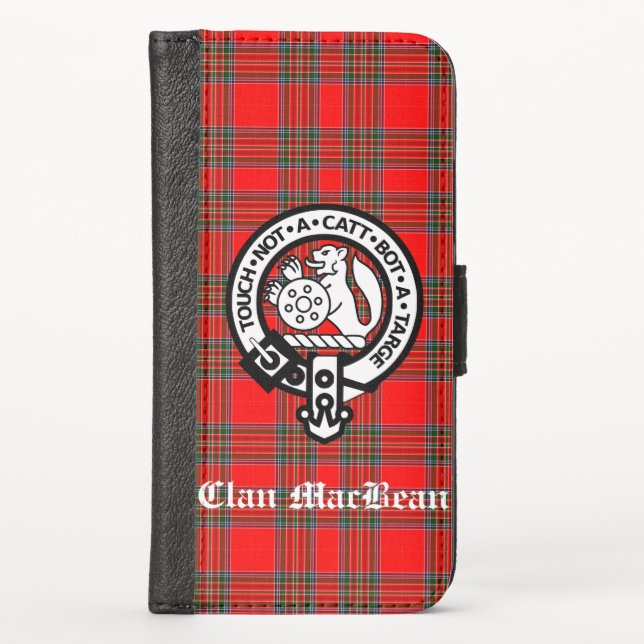 Clan MacBean Crest Badge & Tartan iPhone Wallet Case (Front)