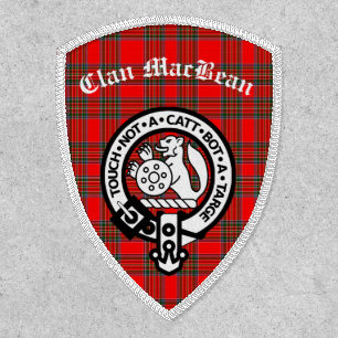 Clan MacBean Crest Badge & Tartan Iron On Patch