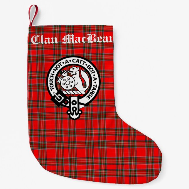 Clan MacBean Crest Badge & Tartan Personalized Small Christmas Stocking (Front)