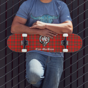 Clan MacBean Crest Badge & Tartan Skateboard
