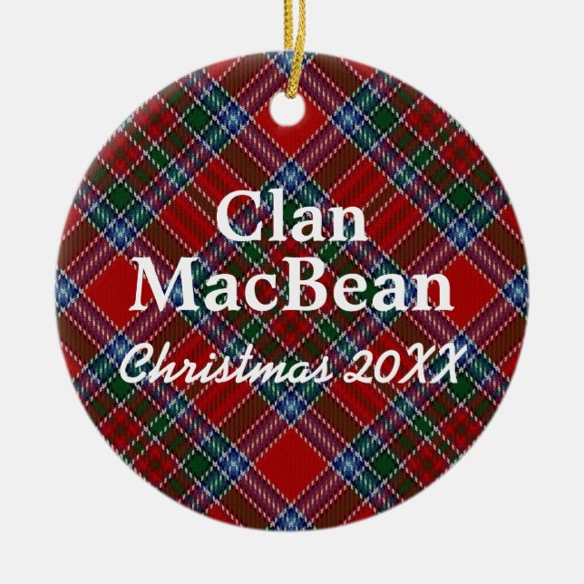 Clan MacBean Scottish Tartan Ceramic Ornament (Front)