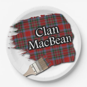 Clan MacBean Scottish Tartan Paint Brush Paper Plates