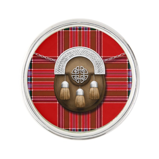 Clan MacBean Tartan And Sporran Lapel Pin (Front)