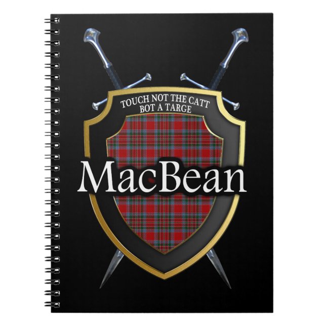 Clan MacBean Tartan Shield & Swords Notebook (Front)