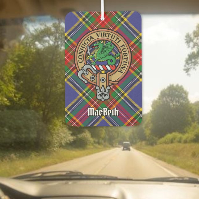 Clan MacBeth Crest over Tartan Air Freshener (Creator Uploaded)