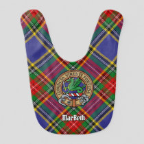 Clan MacBeth Crest over Tartan Baby Bib