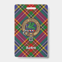 Clan MacBeth Crest over Tartan Badge
