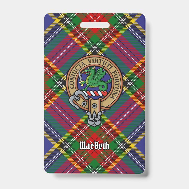 Clan MacBeth Crest over Tartan Badge (Front)