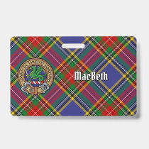 Clan MacBeth Crest over Tartan Badge
