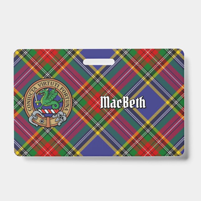 Clan MacBeth Crest over Tartan Badge (Front)