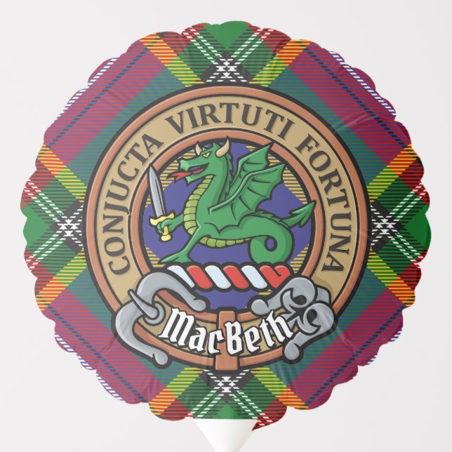Clan MacBeth Crest over Tartan Balloon (Front)