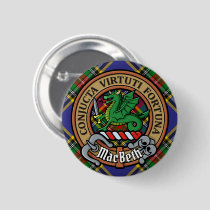 Clan MacBeth Crest over Tartan Button