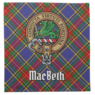 Clan MacBeth Crest over Tartan Cloth Napkin
