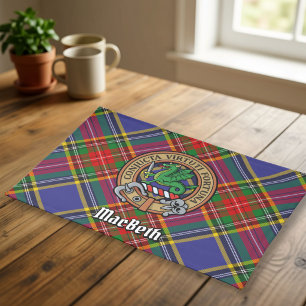 Clan MacBeth Crest over Tartan Cloth Placemat