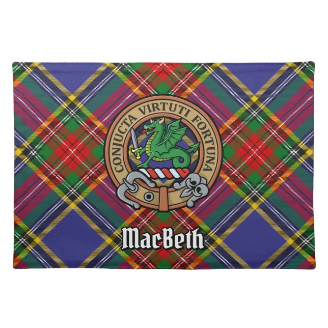 Clan MacBeth Crest over Tartan Cloth Placemat (Front)