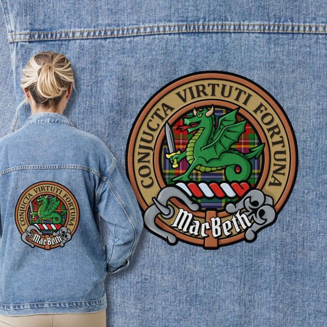 Clan MacBeth Crest over Tartan Denim Jacket (Creator Uploaded)
