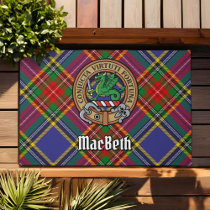 Clan MacBeth Crest over Tartan Doormat