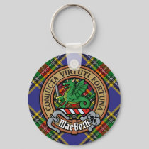 Clan MacBeth Crest over Tartan Keychain