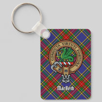 Clan MacBeth Crest over Tartan Keychain