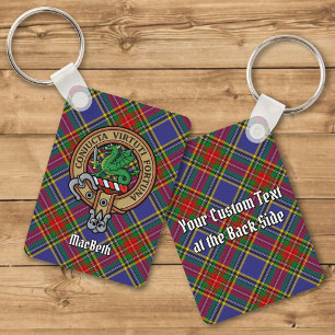 Clan MacBeth Crest over Tartan Keychain