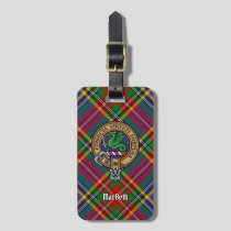 Clan MacBeth Crest over Tartan Luggage Tag