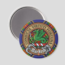 Clan MacBeth Crest over Tartan Magnet