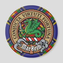 Clan MacBeth Crest over Tartan Magnet