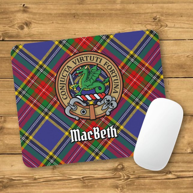 Clan MacBeth Crest over Tartan Mouse Pad (Creator Uploaded)