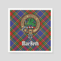 Clan MacBeth Crest over Tartan Napkins