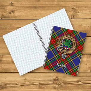 Clan MacBeth Crest over Tartan Notebook