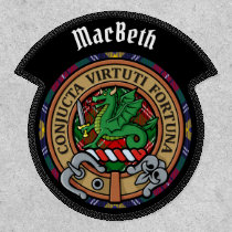 Clan MacBeth Crest over Tartan Patch